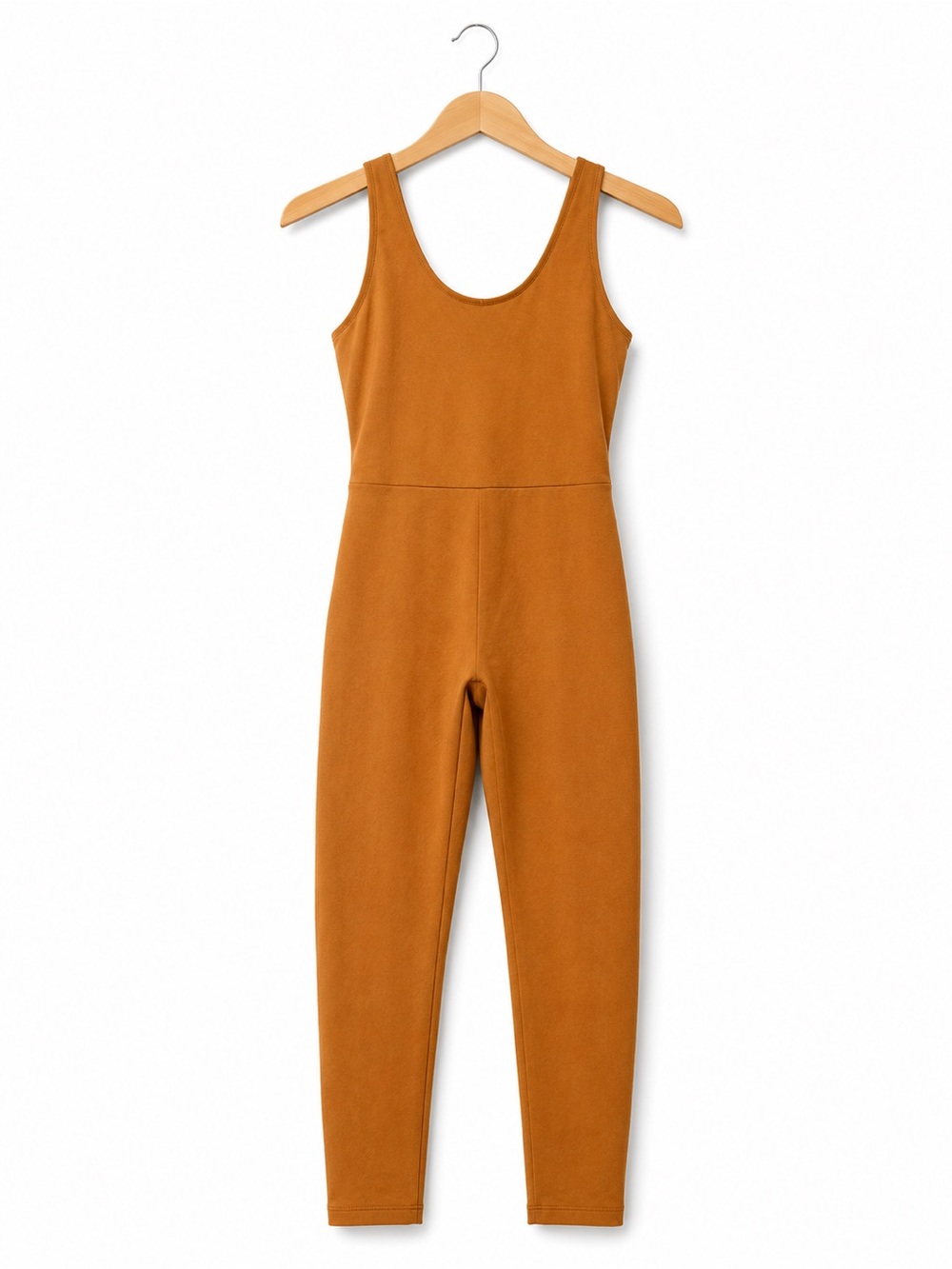Girlfriend Collective Scoop Neck Full-Length Unitard Jumpsuit Twig Brown Medium
